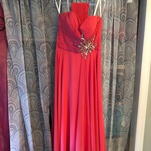 Coral Strapless Jovani Prom Dress